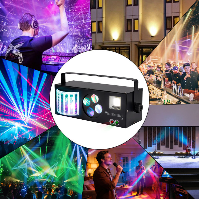 DJ Disco Party Light – 4‑in‑1 RGBW Strobe & Pattern Projector, DMX Control, Voice Activated for Clubs & Weddings​