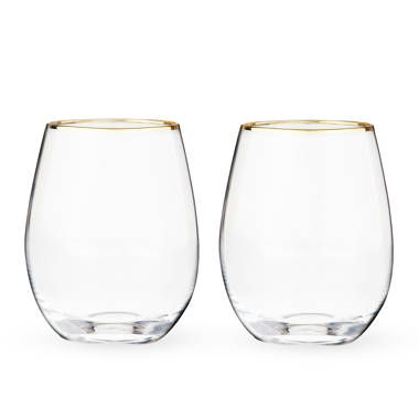  Twine Gilded Tumblers, Gold Rimmed Clear Cocktail Glass Set,  Lowball Glassware, Set of 2, 10 oz, Gold and Clear : Everything Else