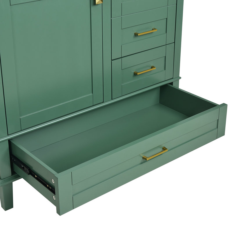 36" Bathroom Vanity with Solid Pine Frame, Green