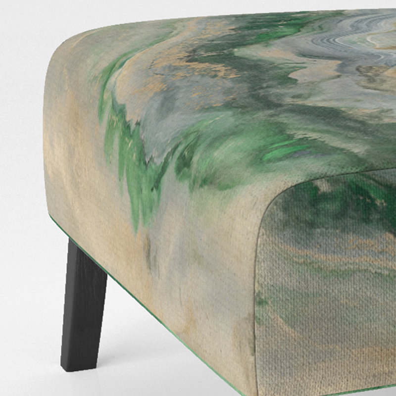 Fauteuil de chambre rembourré Coast Sea Waves Watercolor, Mélange de polyester vert