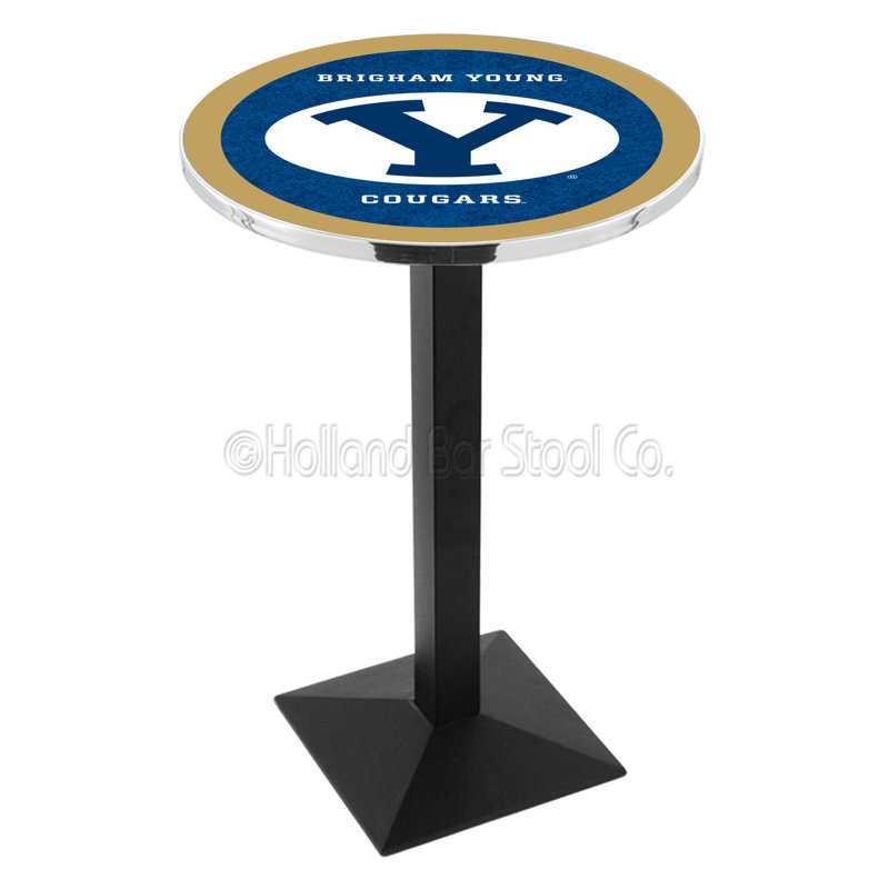 Round Metal Base Dining Table, Black Wrinkle, Brigham Young University
