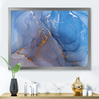 Bleu et gris, univers liquide - peinture sur toile