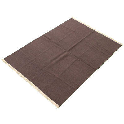 Tapis unique en laine noué à la main gris foncé nouvel âge 5 pi 8 po x 7 pi 10 po Guyonne