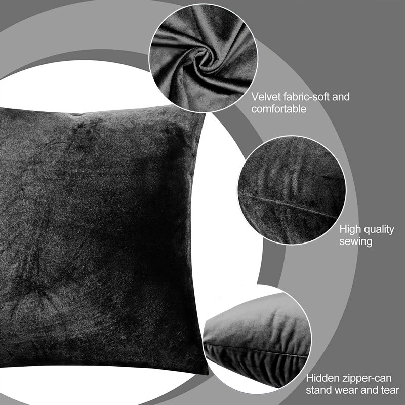 Velvet Scatter Cushion Cover, Black