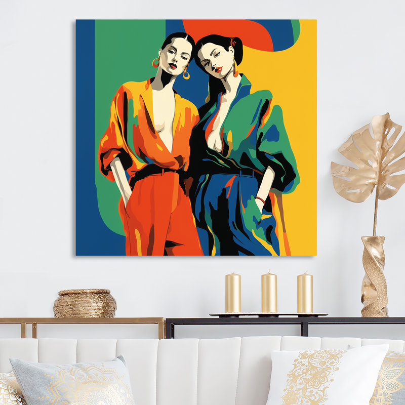 Art mural en métal orange et vert, "Romance of Women I" - femme mexicaine, H 36 po x l 36 po x P 1,5 po