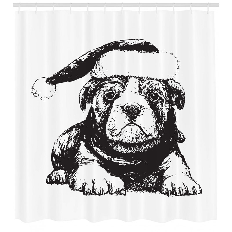 Ensemble de rideau de douche et crochets bouledogue, H 70 po x l 69 po