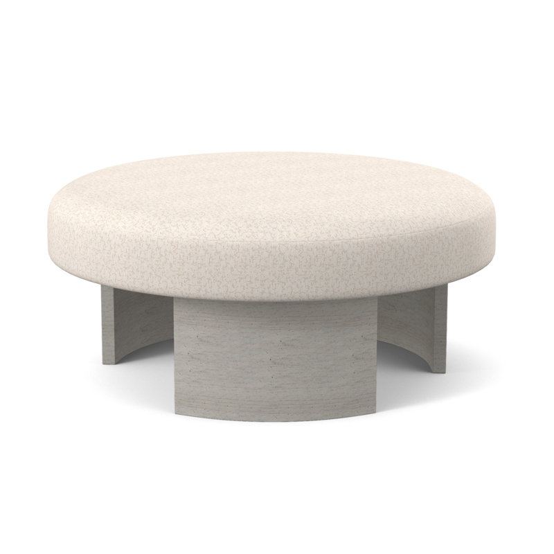 Eclipse Round Ottoman, Bisque, Fizz Ivory 100% Polyester