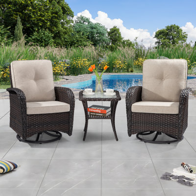 Hilmir Wicker 2 - Person Patio Conversation Set with Cushions