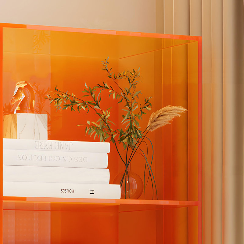 Exquisite modern bookcase, (4 Shelves) 47.2" H x 23.6" W x 9.8" D, Orange