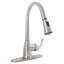 Robinet de cuisine à bec rétractable à poignée simple avec plaque de pont en nickel brossé 8 po FlowCurve