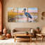 Birds Blue Heron In Golden Reeds At Sunset, ensemble de 3 impressions sur toile-1536051690
