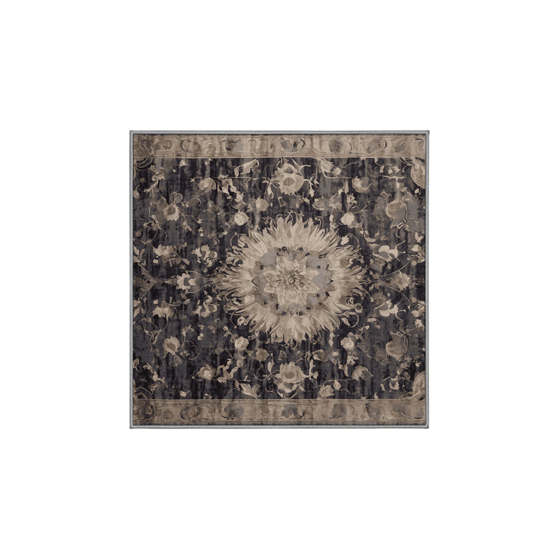 Machine Washable Gray Area Rug, Square 6'