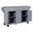 Kitchen Island With Rubber Wood Countertop, Kitchen Cart On 5 Wheels With Storage Cabinet And 2 Top Drawers And A Center Double-Layered Storage Drawer-924781695