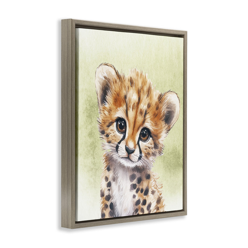 Cadre flottant Jungle Friends Baby Cheetah, design par Christine Simpson Art, H 21 po x l 17 po