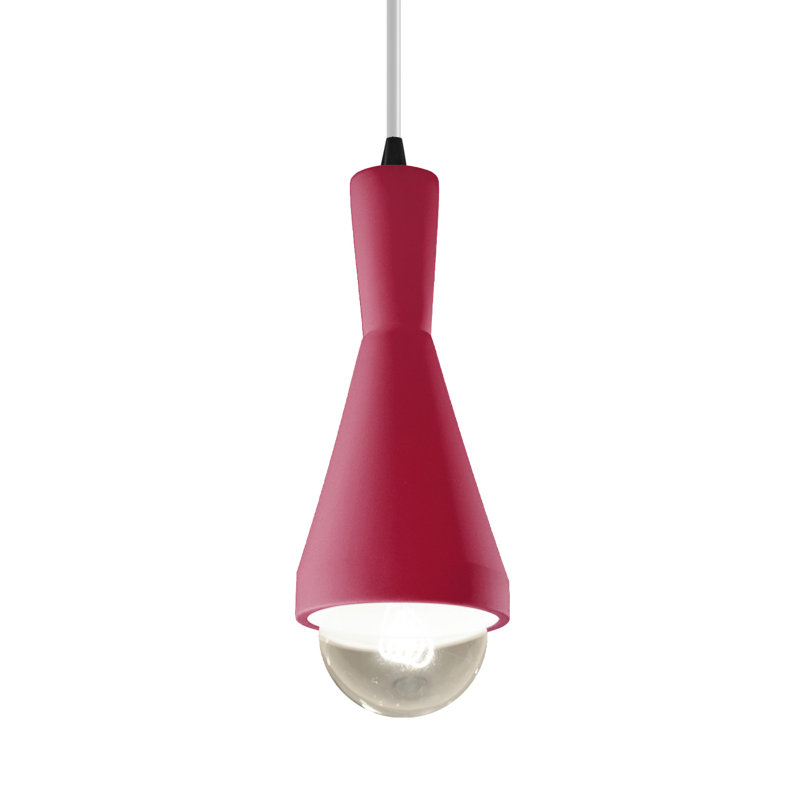 Luminaire suspendu 1 lumière avec détails en métal Breeona, Noir mat, Cerise