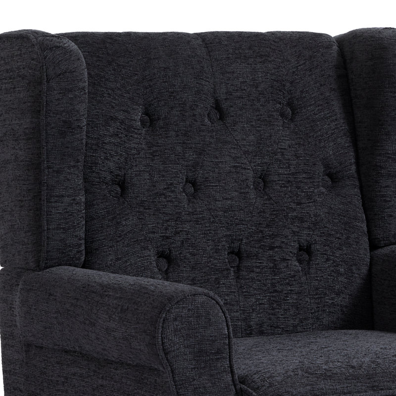 Duward 74 Cm Wide Tufted Armchair, Black Blue Polyester