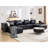 6-Piece 152.76” Leather Upholstered Sectional Sofa-1241260199