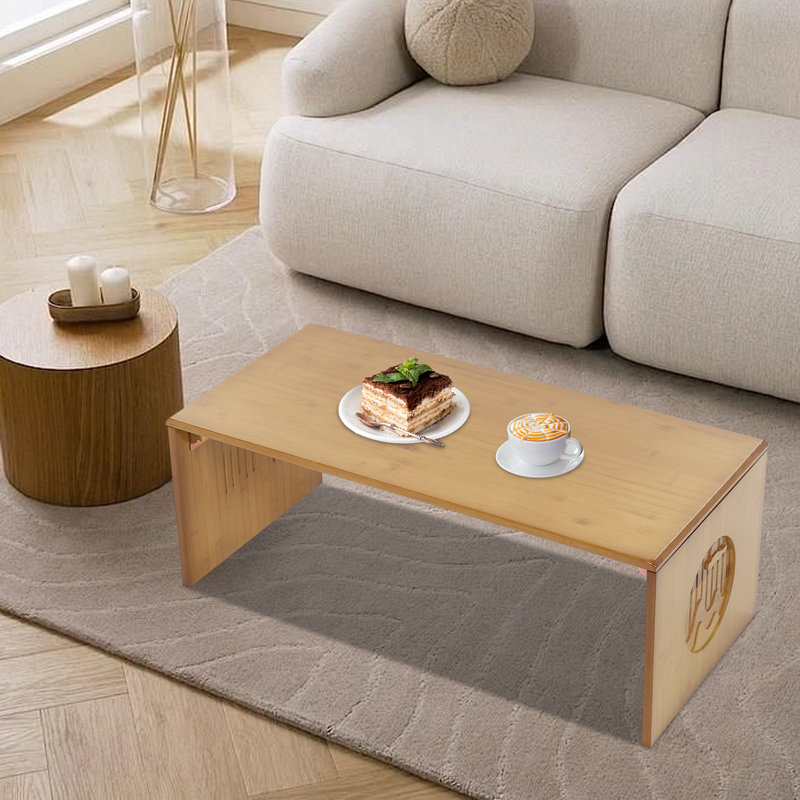Table de sol pliable avec sculpture de paysage chinois, H 11,80 po x L 31,52 po x l 14,60 po 