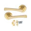 5 Pairs Wave Design Door Handles on Round Rose in Electro Brass Finish with 2.5" Tubular Latch - 52mm Diameter