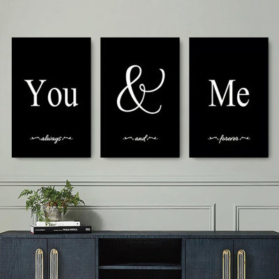 Set of 3 Framed Farmhouse You and Me Wall Art Above Bed Wall Decor for Bedroom 12"x16"