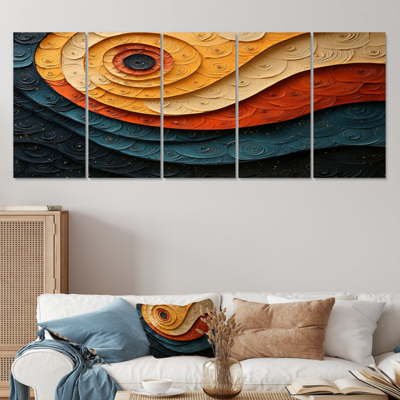 Dailon - spirales abstraites - Art mural moderne, 5, H 32 po x l 80 po