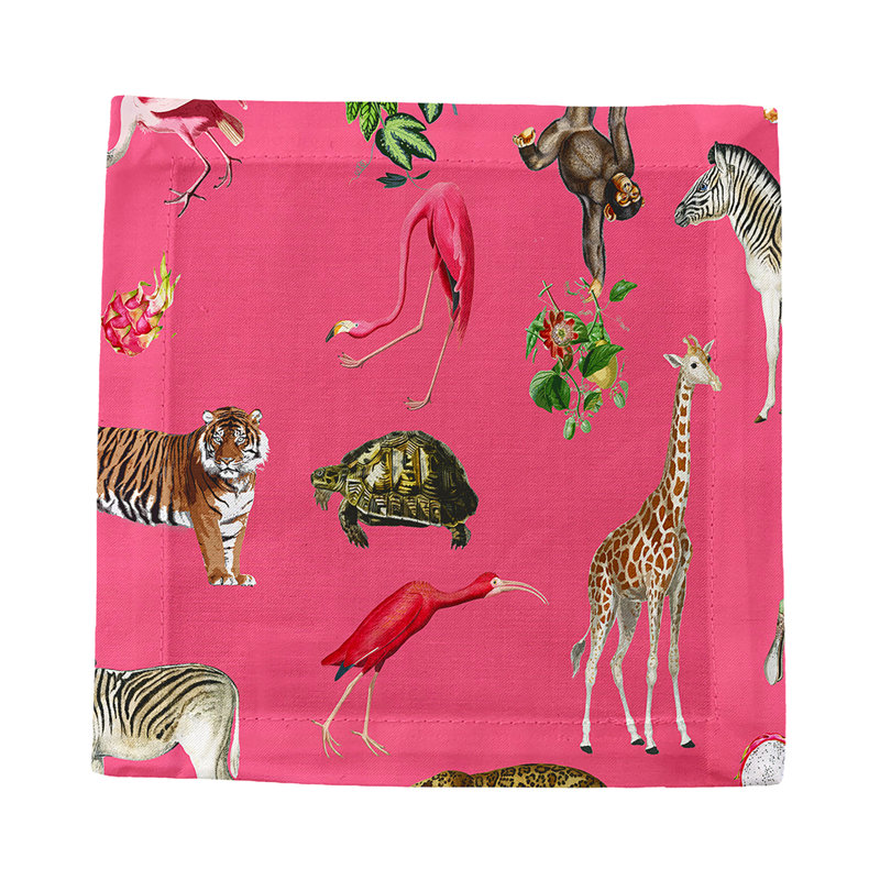Exotix Cotton Sateen Cocktail Napkins, Cherry