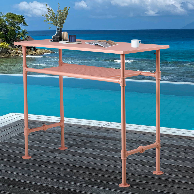 Mylinh Rectangular Steel Top with Steel Base Dining Table, Pink