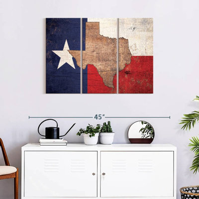 Carte d'État sur le drapeau du Texas, 3 pièces