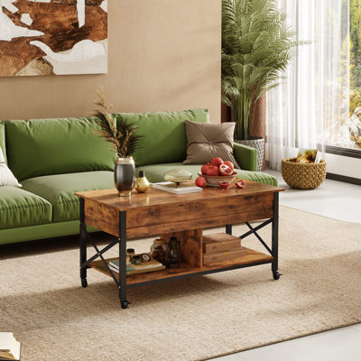 41.3" Lift Top Coffee Table with 4 Wheels