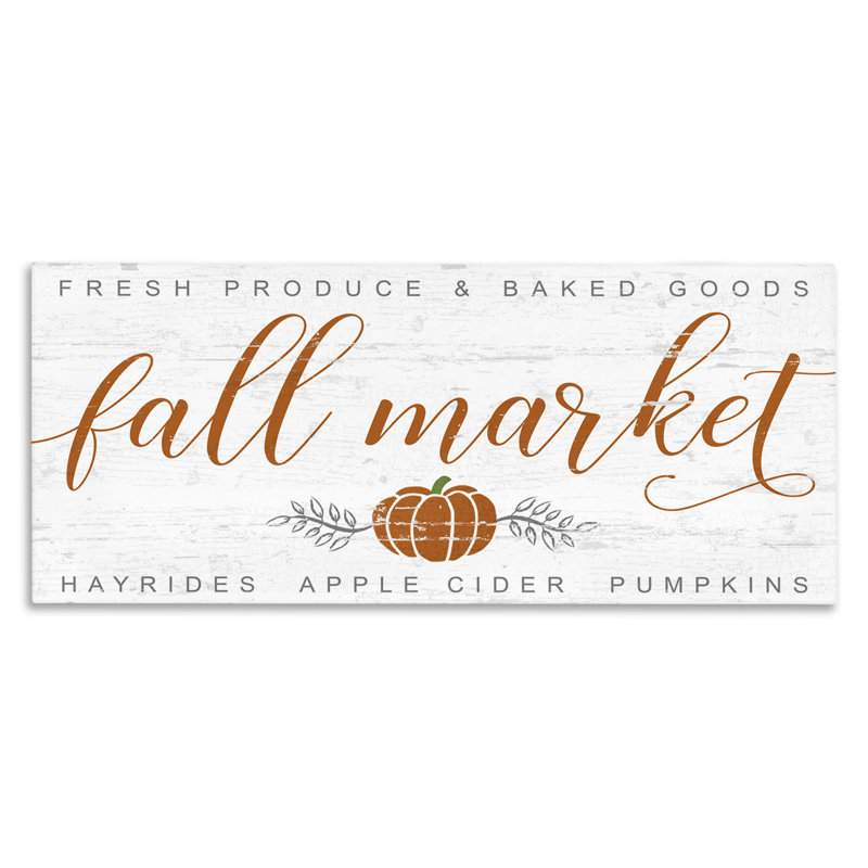 Charmant «Fall Market Sign Autumn Pumpkin» par Jessica Mundo, reproduction d'art textuel, H 20 po x l 48 po