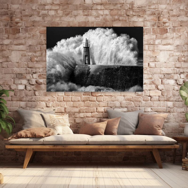 Art contemporain, paysage côtier abstrait, H 40 po x l 60 po