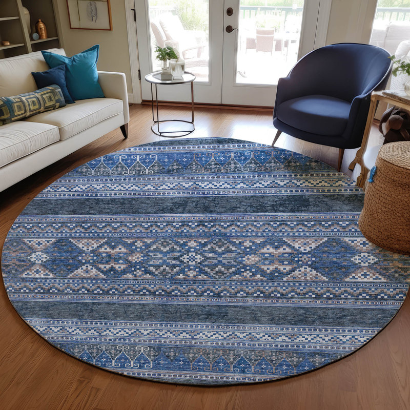 Neilly Washable Southwestern Indoor / Outdoor Rug, Round 8'