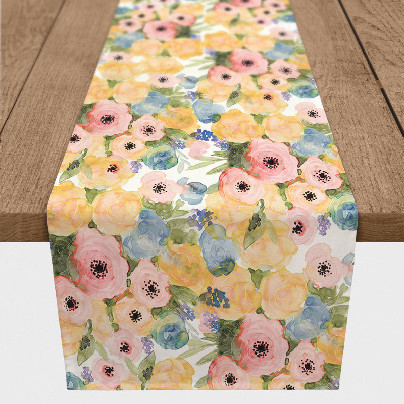 Chemin de table aquarelle Seden, 90 po x 16 po