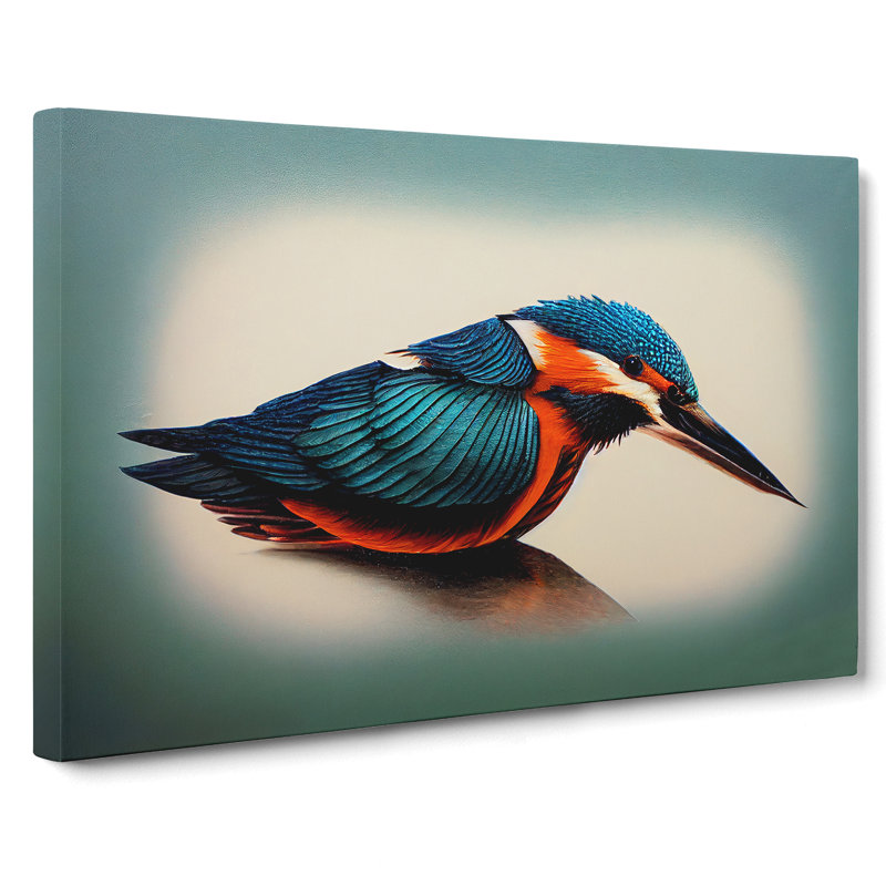 Vibrant Kingfisher Bird - Wrapped Canvas, 50cm H x 76cm W x 3cm D