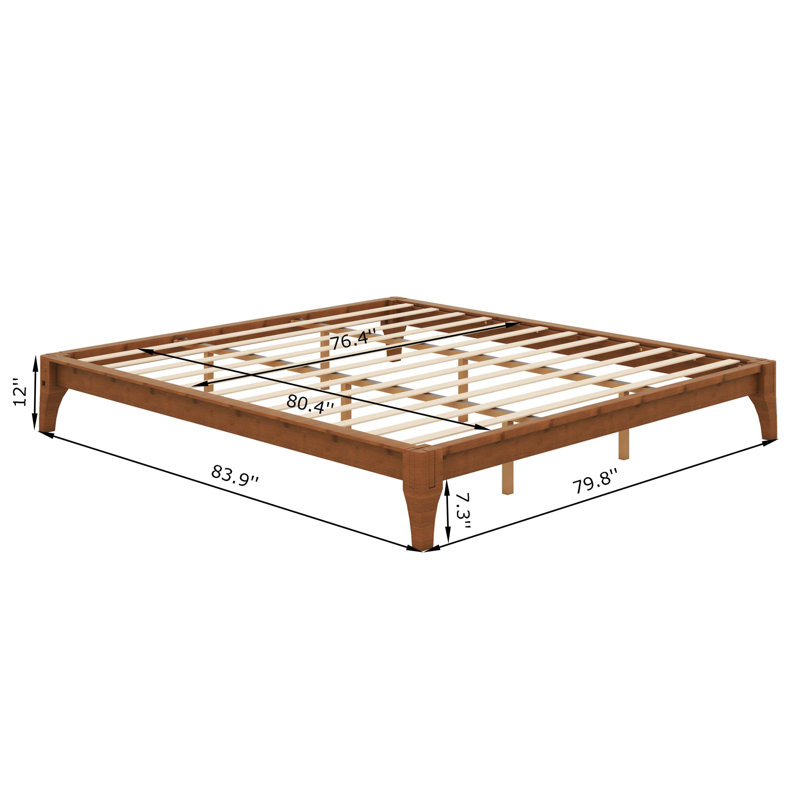 Structure de lit très grand 12 po, structure de lit plateforme en bois de bambou sec solide, support de lattes en bois robuste, aucun sommier nécessaire