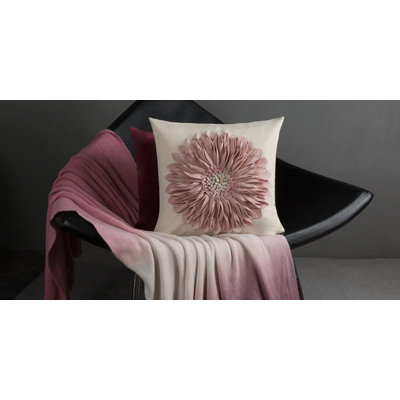 Appliqued Floral Accent Pillow Cover Sunflower Decorative Throw Pillow Case 18in