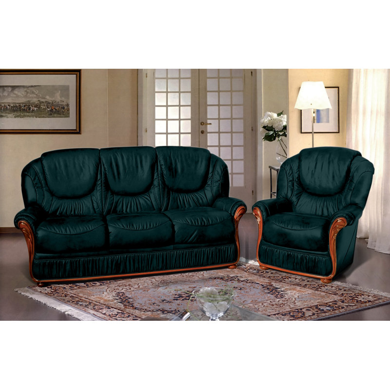Kinzer 2 - Piece Faux Leather Living Room Set, Black