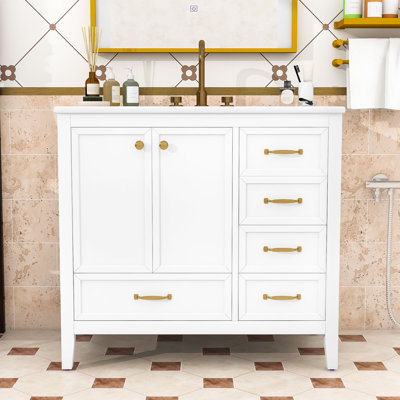 Elegant Bathroom Vanity with Sink, Soft-Closing Storage Drawers