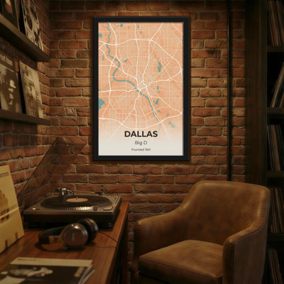 Scénario et paysages urbains, impression de carte de la ville de Dallas