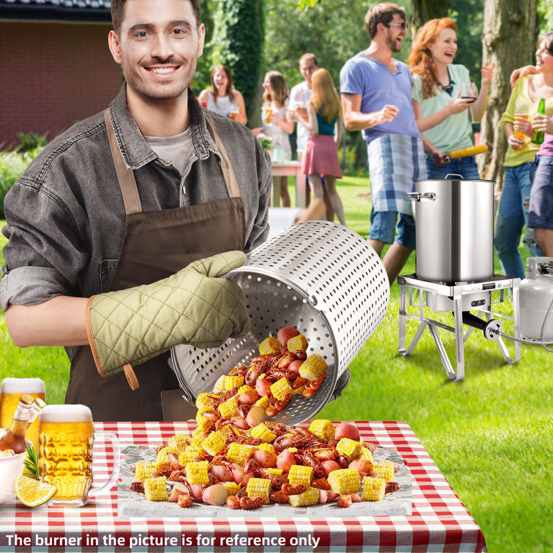 40QT Stainless Steel Stockpot with Basket and Steamer Insert