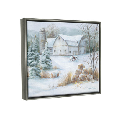 «Niveous Country Barn Snow Scene», art mural encadré par Pam Britton
