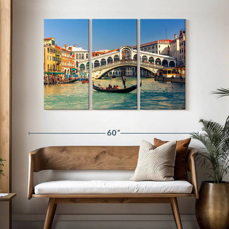 Gondole et pont du Rialto, H 32 po x l 50 po