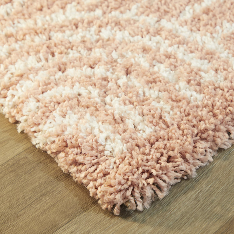 Tapis à poils longs Alec, Rectangle 3 pi 11 po x 5 pi 7 po, Blanc / orange