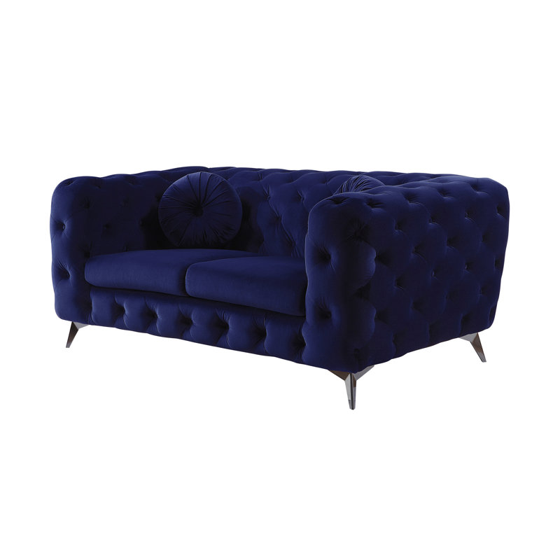 Causeuse en velours bleu Atronia