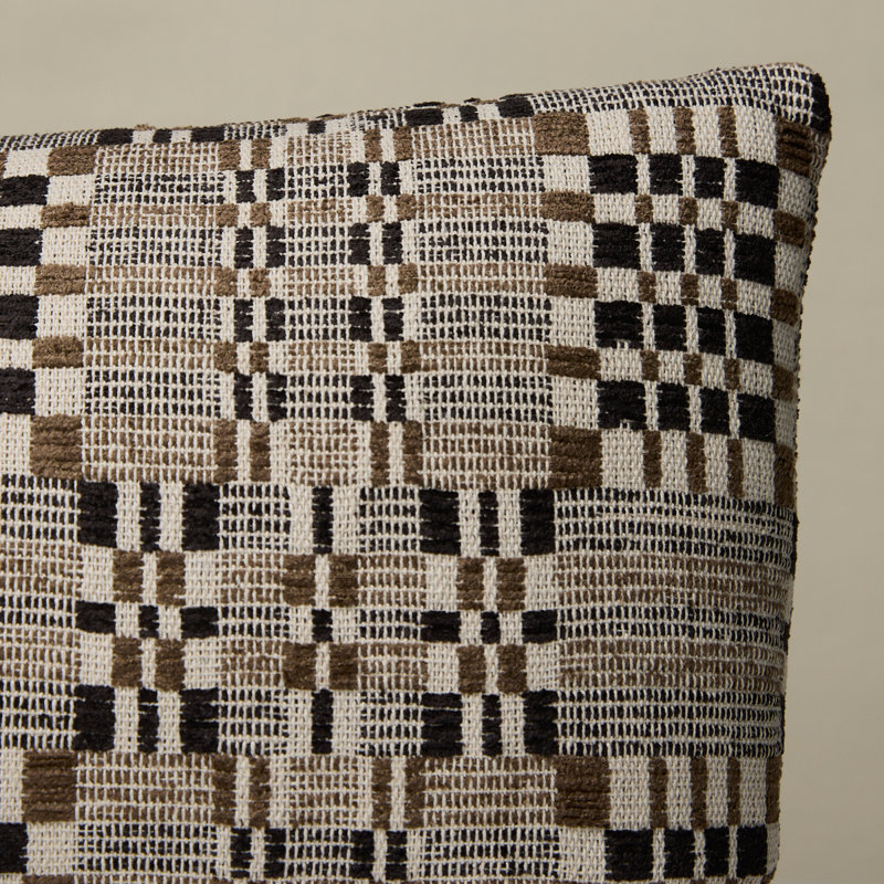 Brimfield Lumbar Pillow, Brown Geometric, 12" H x 16" W