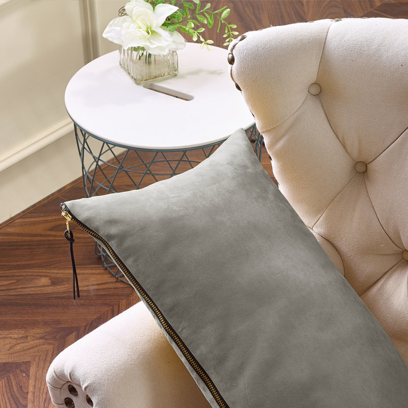 Rectangular Lumbar Cushion Cover, Silver Grey