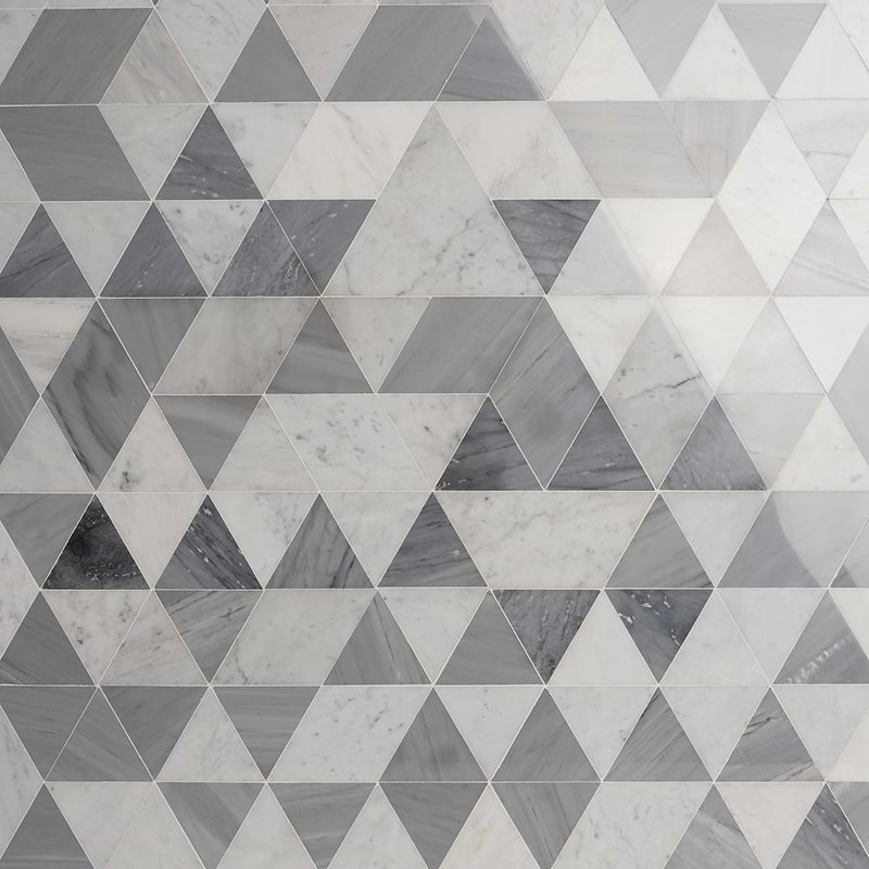 Prism 13.5 X 7.75 Marble Mosaic Tile, Grana Gray