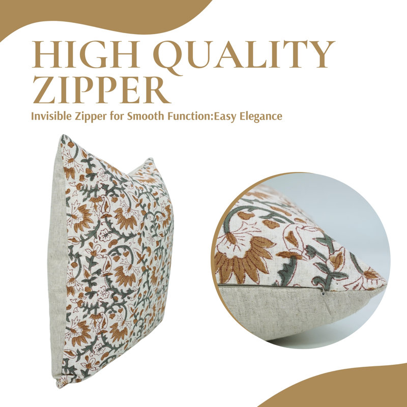 Housse de coussin en coton Floral, Carré, H 16 po x l 16 po