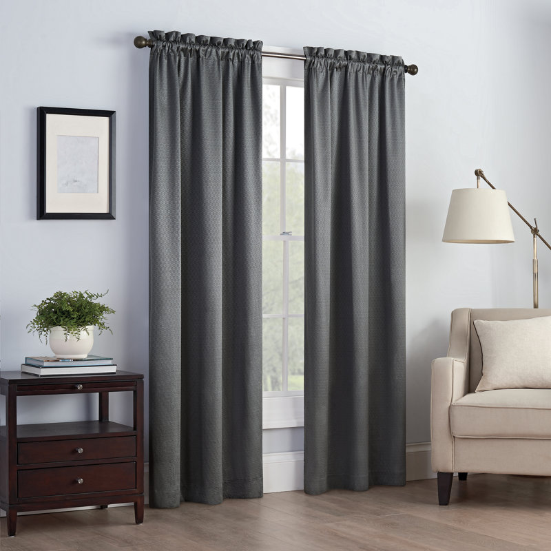 Canova Polyester Blend Light Filtering Curtain Panel, 42" W x 95" L, Canova Charcoal
