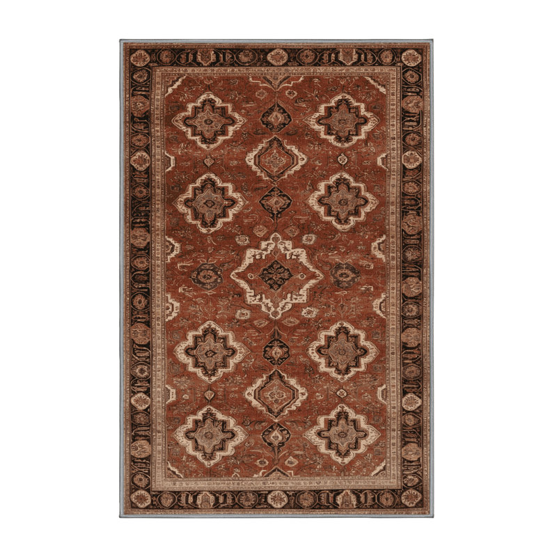 Tapis brun lavable à la machine, Rectangle 7 pi x 9 pi